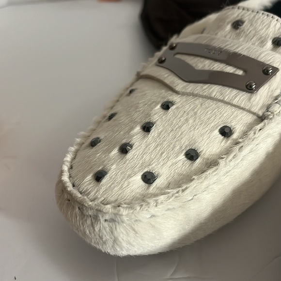 Tod”S Canel fur Loafers with Swarovski Stones size 39 1/2 like new - Picture 8 of 15